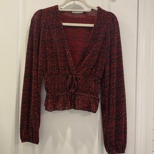 Long sleeve Zara black and red top